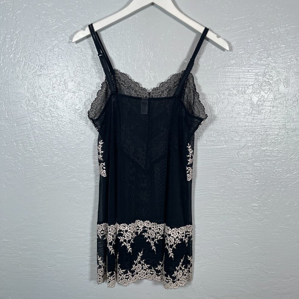 Wacoal Women XL Black Embrace Lace Sheer Chemise Slip Coquette Feminine Regency - Picture 5 of 10